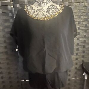 Joseph A Embellished Neckline Blouse – Black – Size XL